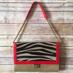 Jimmy Choo Animal Ponyhair Flap Tan Leather purse